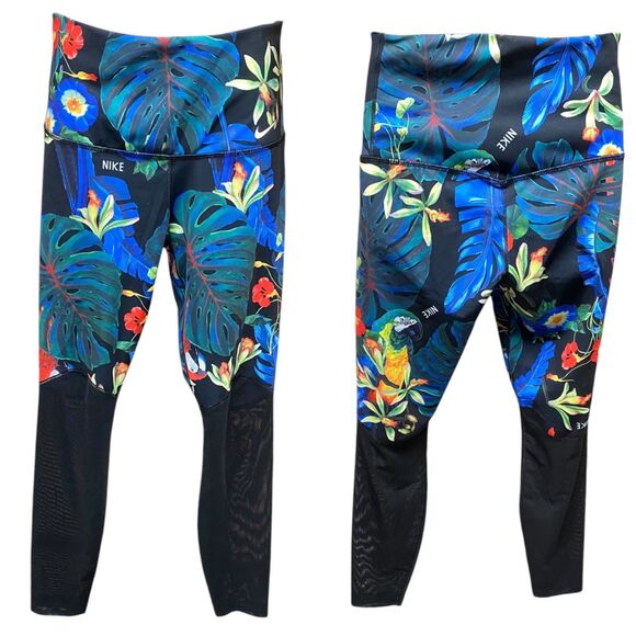 Nike Power training Floral 7/8 length Mesh Leggings Multicolor Size Medium M - Picture 3 of 11